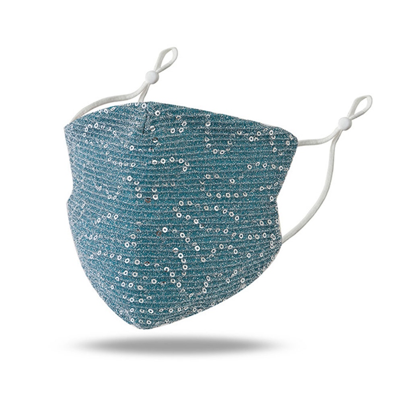 Khẩu Trang Chống Bụi Vải Cotton Đính Kim Sa Lấp Lánh Có Thể Tái Sử Dụng