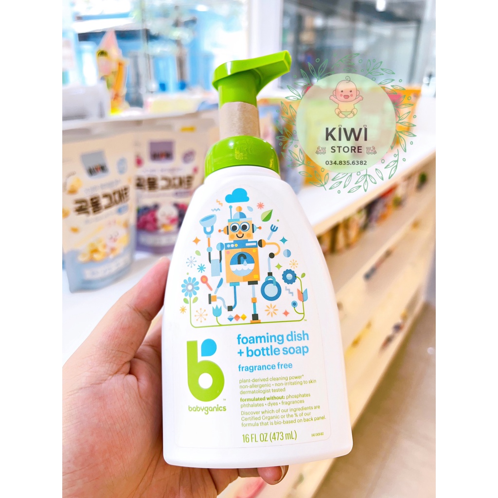 Nước rửa bình sữa hữu cơ BabyGanics Mỹ không mùi chai 473ml / 946ml