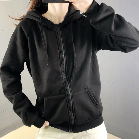 Áo Hoodie Khóa Kéo Phong Cách Hàn Quốc Cho Nữ