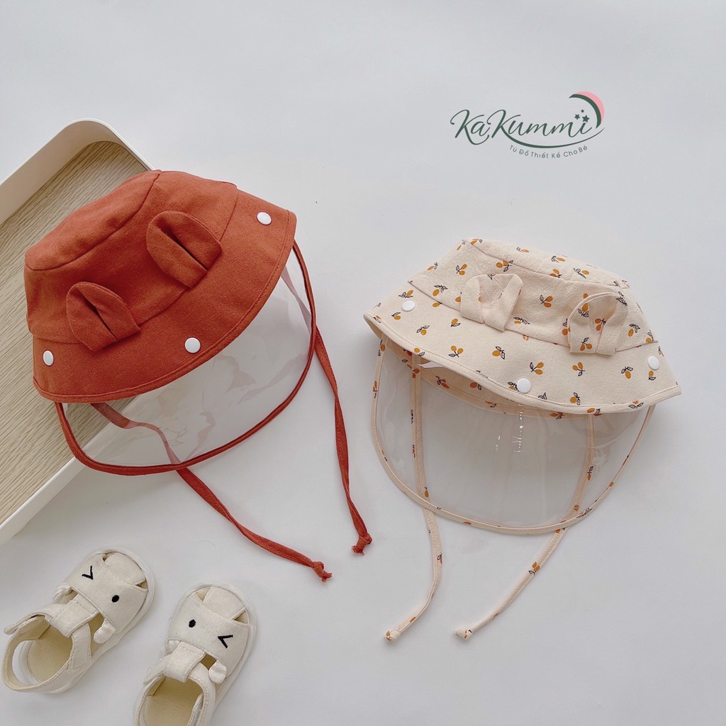 Mũ kèm tấm chắn an toàn cho bé, nón vành tròn unisex cho bé