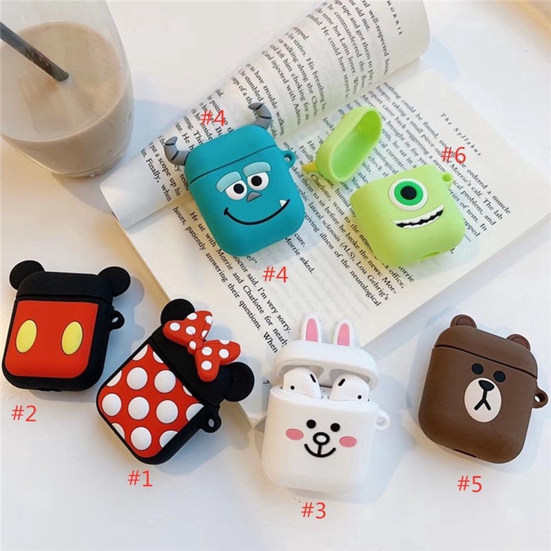 Thời Trang Silicone Droppproof Phim Hoạt Hình Vỏ Bảo Vệ Minnie Mickey Apple Apple AirPods Case 1 2 Hộp