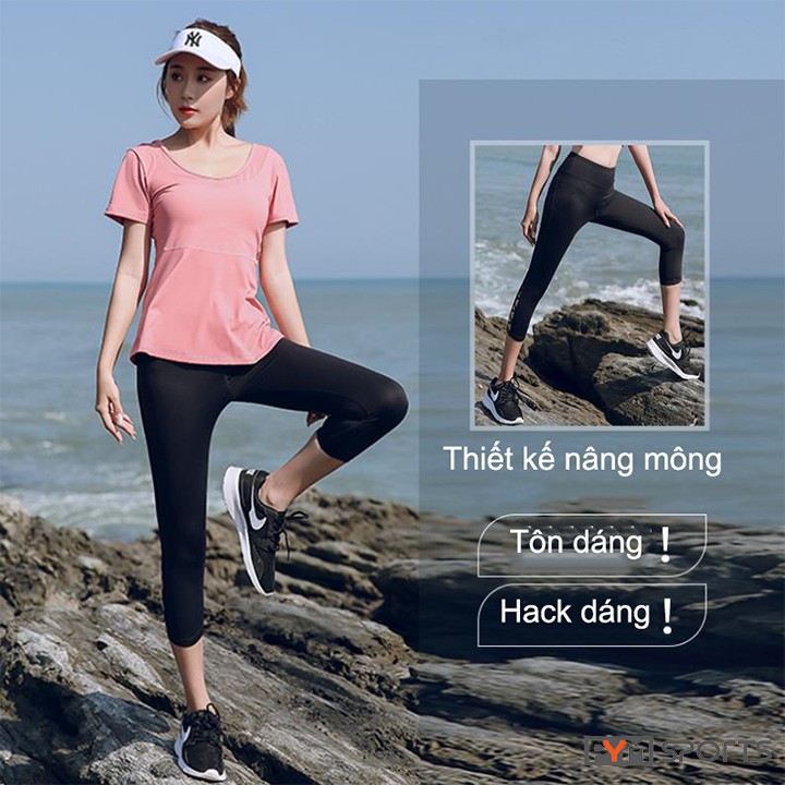 Quần legging ngố đan dây gấu quần| Loại Bigsize |Quần lửng legging tập Yoga,Gym,Zumba Cạp Cao Gen Bụng Co dãn 4 chiều | BigBuy360 - bigbuy360.vn