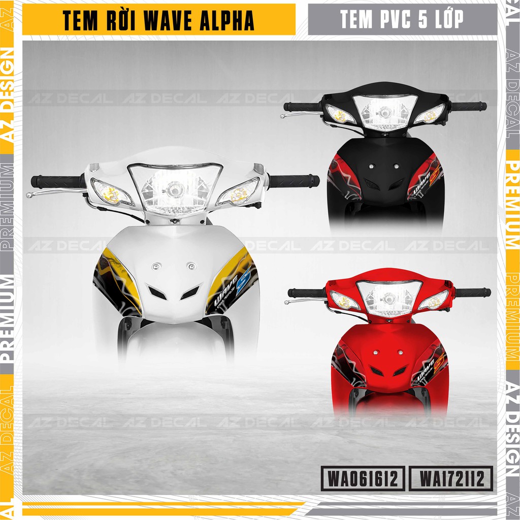 Tem Wave Alpha Mẫu Chữ S Tặng Kèm Sticker | WA12 | Decal Rời Chống Nước Dán Xe Wave A 2006 - 2021