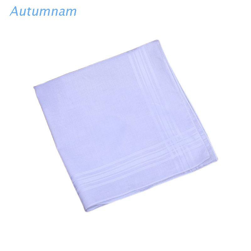 Khăn Tay Cotton Trắng Họa Tiết Kẻ Sọc Cổ Điển 40x40cm