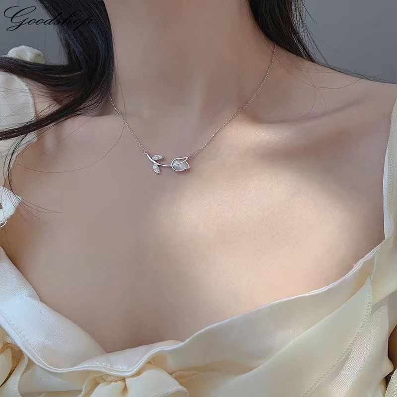 Vòng Cổ Choker Màu Vàng / Bạc Mặt Hoa Hồng Đính Đá Pha Lê Đơn Giản