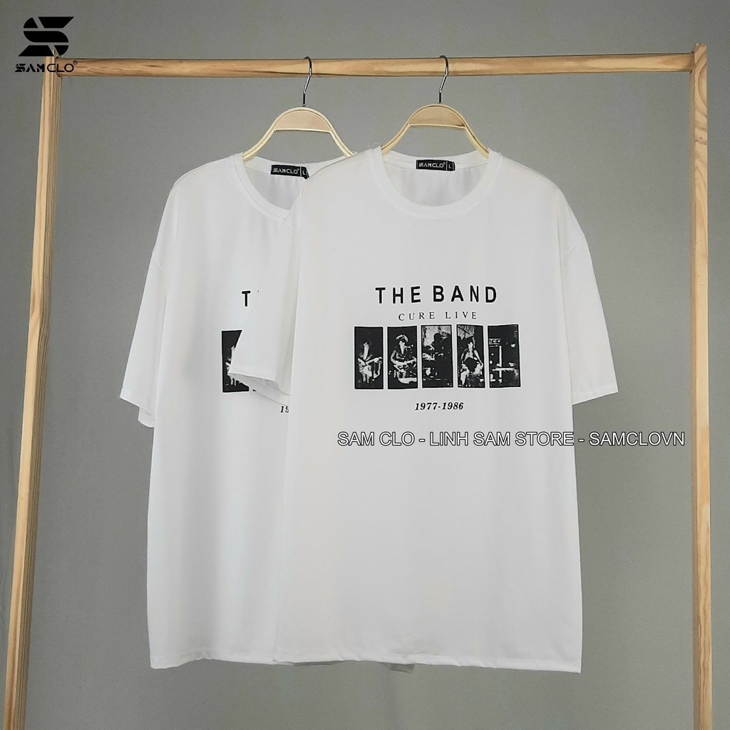 Áo thun tay lỡ nam nữ SAM CLO phông form rộng dáng Unisex, mặc lớp, nhóm, cặp in chữ THE BAND CURE LIVE