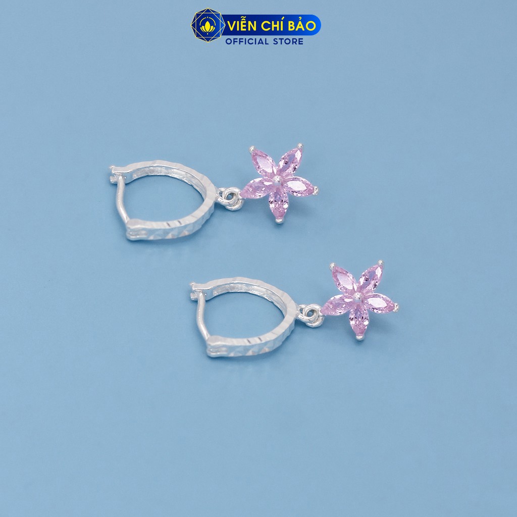 Bông tai bạc nữ hoa đào màu hồng chất liệu bạc 925 thời trang phụ kiện trang sức nữ thương hiệu Viễn Chí Bảo B400701-HO