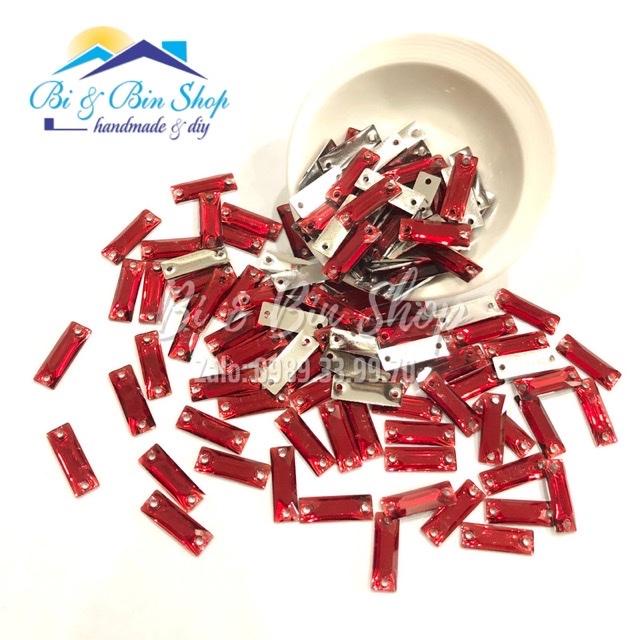 20 Viên Đá Kiếng Chữ Nhật 9x26mm Đính Kết Trang Phục Thời Trang, Làm Phụ Kiện Handmade