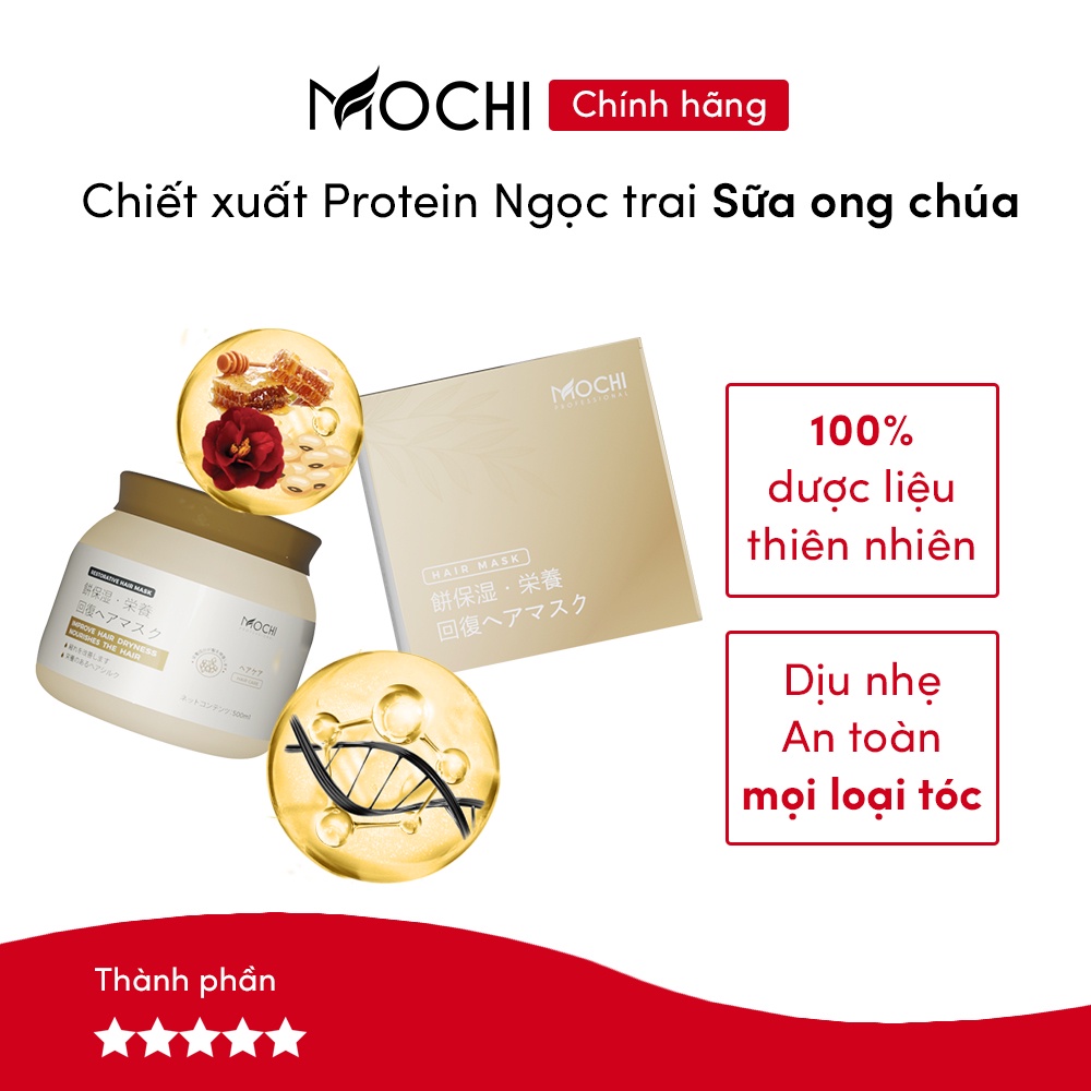 Mặt nạ dưỡng tóc Mochi Nhật Bản 500ml - Phục hồi chuyên sâu, bóng mượt, hết gãy rụng sau 3 phút