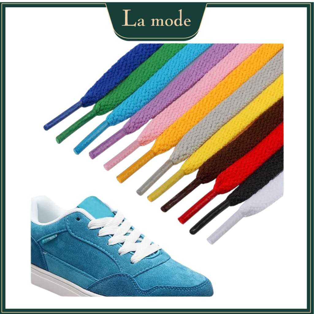 Một Cặp - 2 Dây Giày Trơn Thể Thao Sneaker Bản Dẹp 120cm Nhiều Màu - LA MODE ( BẢNG 2 )