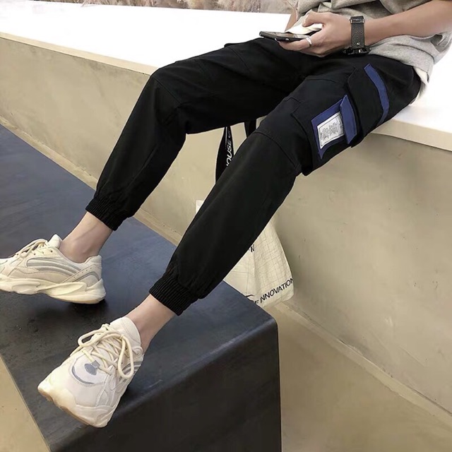 Quần kaki nam nữ phối túi hộp xanh cao cấp