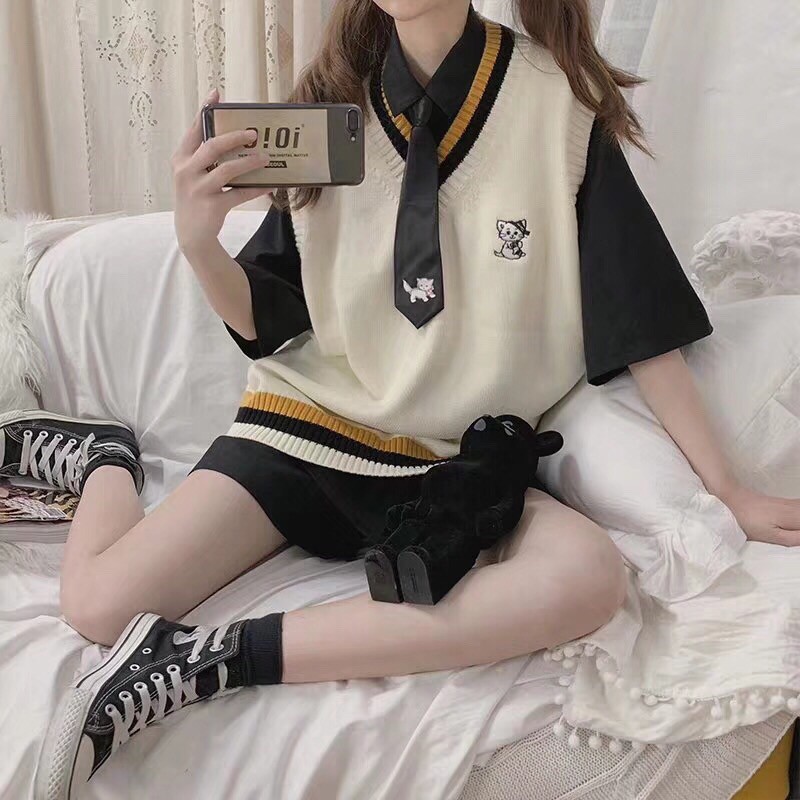 Áo len gile nữ thời trang