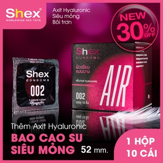 [MUA 1 TẶNG 1] Combo 6 Hộp, 1 Hộp 10 Cái Bao Cao Su Air Siêu Mỏng Thương Hiệu Shex Ôm Sát Chống Trơn Kéo Dài