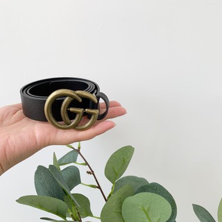 [I051] Thắt lưng da đen GG mặt nhám sần cho bé