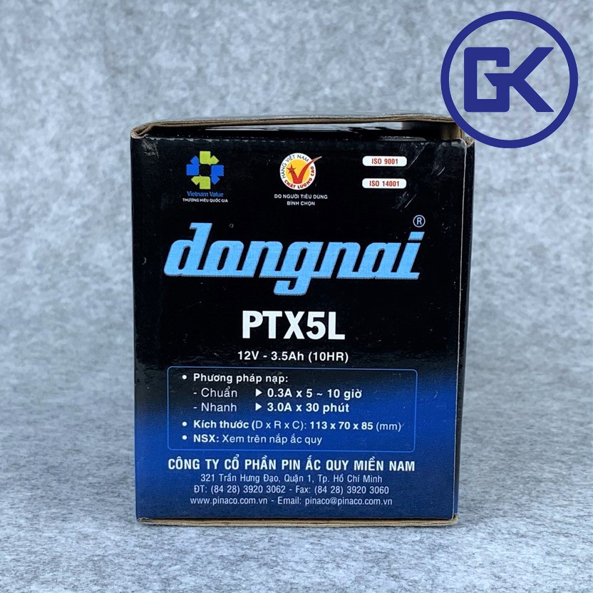 Ắc quy xe máy khô 12V - 3.5Ah lùn Đồng Nai PINACO