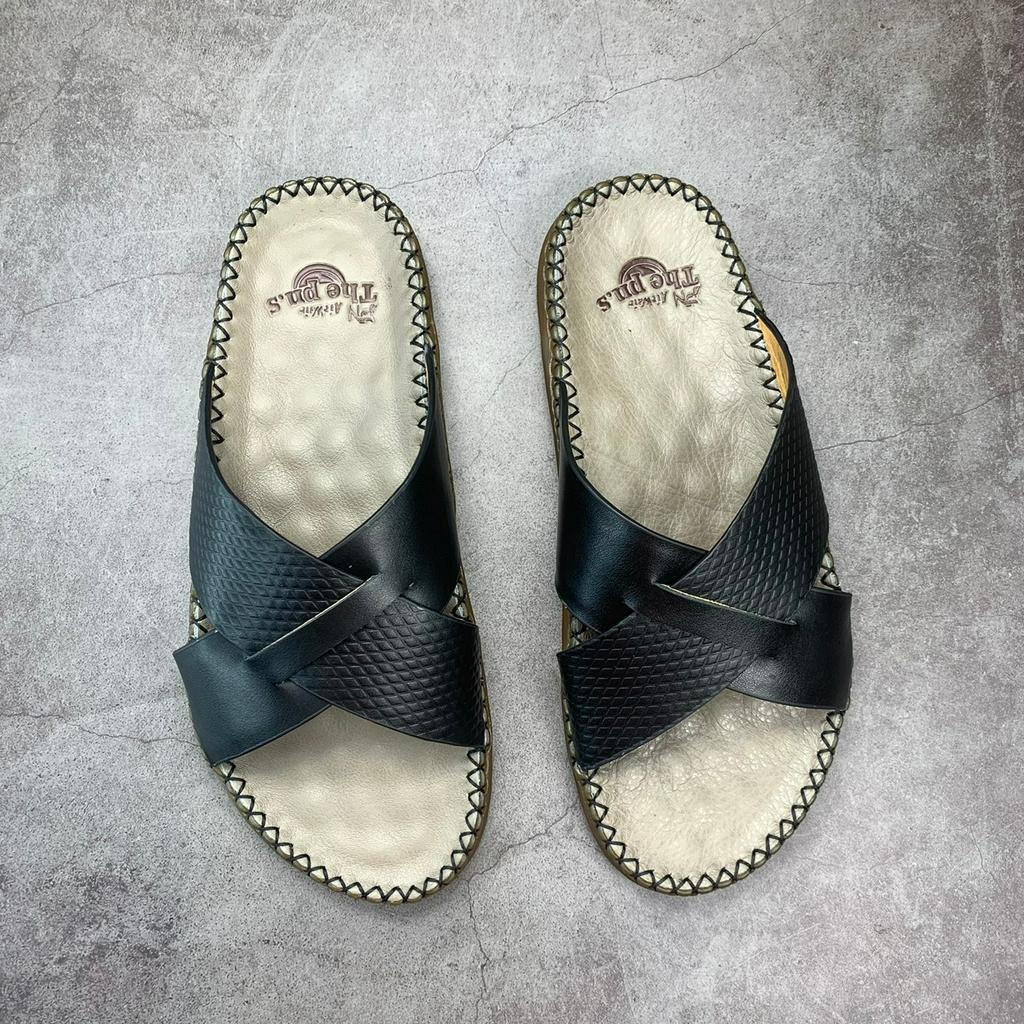 Dép doctor quai chéo KHÔNG THẤM NƯỚC da bò thật PN-76