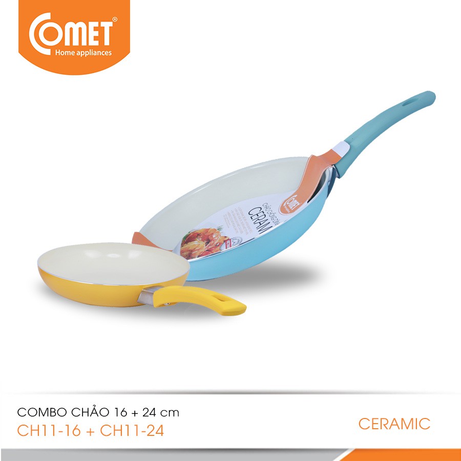 Combo 2 chảo COMET chống dính Ceramic CH11-16 &amp; CH11-24