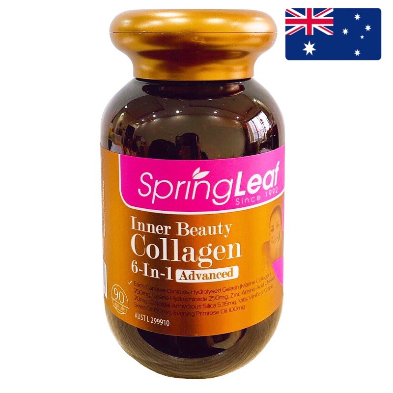 (3/24 Úc) VIÊN UỐNG ĐẸP DA COLLAGEN SPRING LEAF INNER BEAUTY 6 IN 1 lọ 90 viên | BigBuy360 - bigbuy360.vn