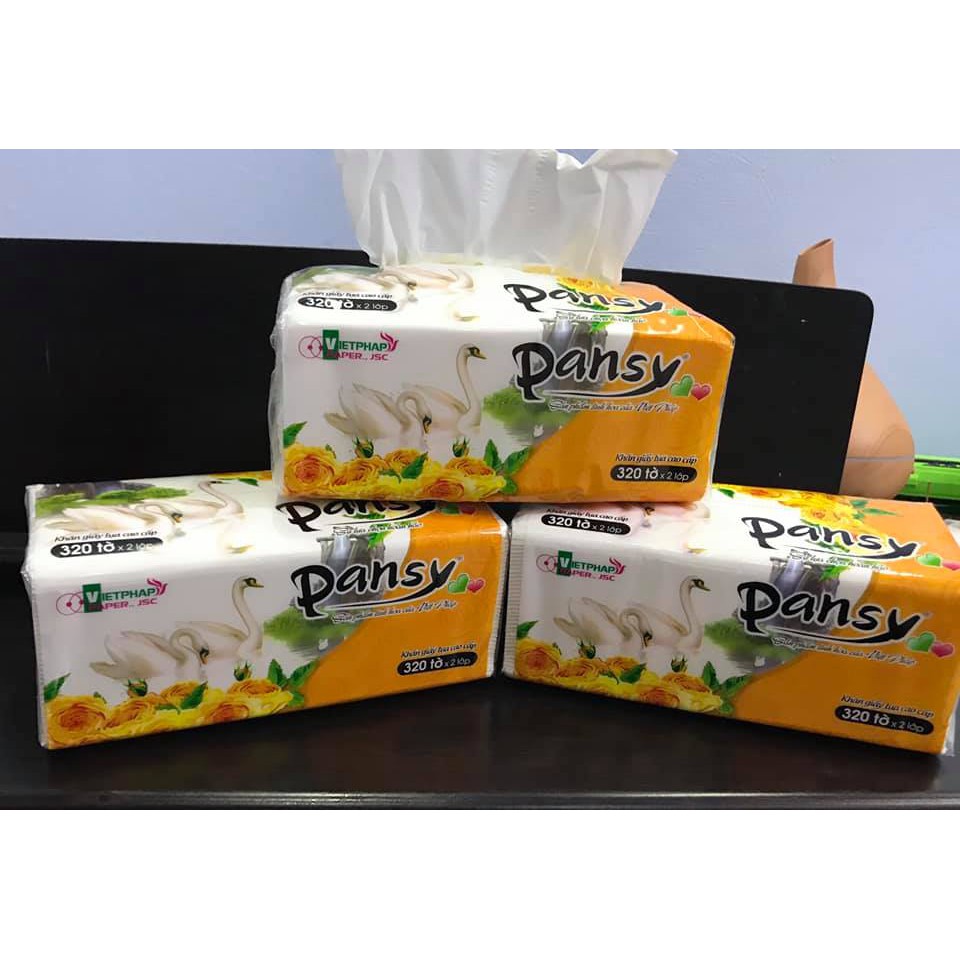 Giấy ăn , khăn giấy tre Pansy 100% bột tre nguyên chất, không tạo mùi, không tẩy trắng