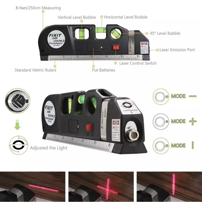 [FREESHIP] Thước thủy laser - Thước đo khoảng cách bằng laser - máy đo khoảng cách laser cầm tay giá rẻ PRO 3(Đen)