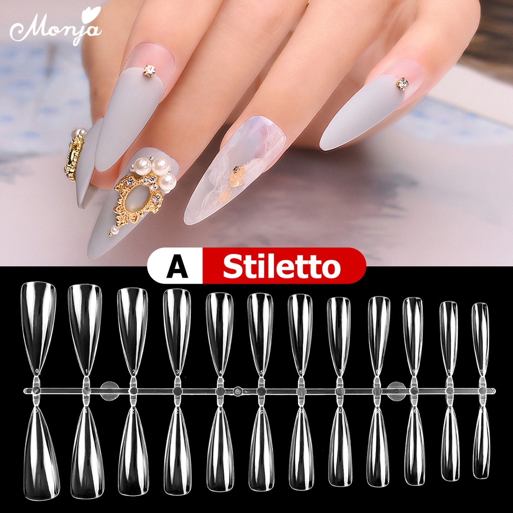 MONJA Bộ 120 / 240 Móng Tay Giả Toàn Diện Bằng Acrylic