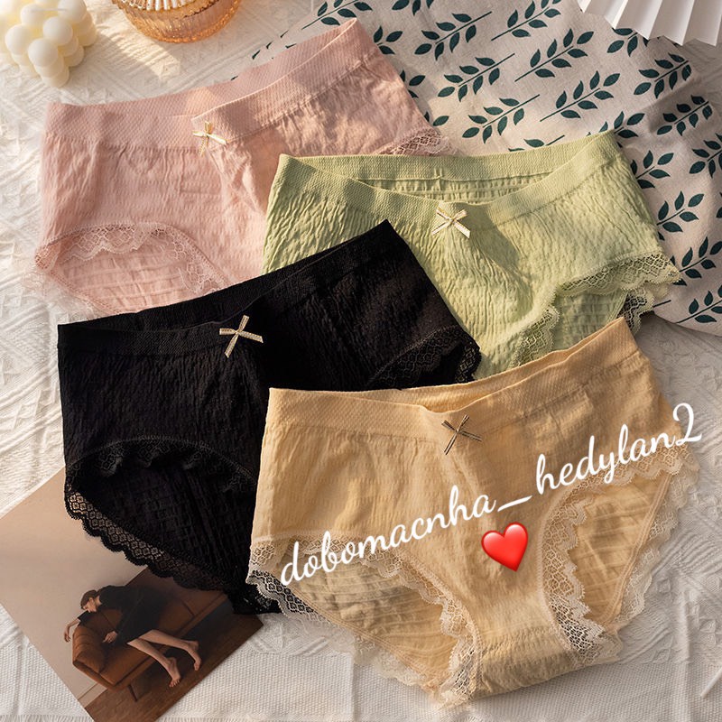 Quần lót nữ cotton đính nơ xinh xắn – quần chip nữ dệt kim kháng khuẩn(BẦU BÍ NHỎ BON CHEN) QL182