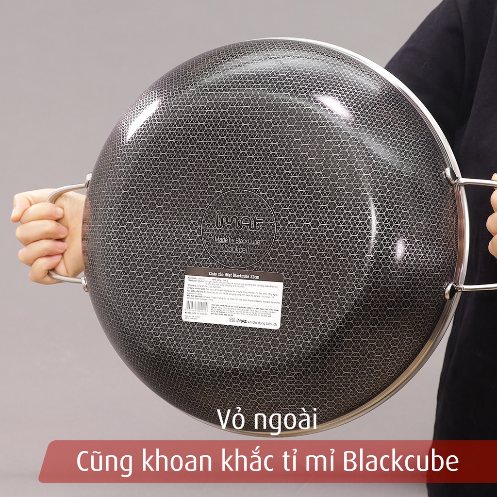 [Hàng chính hãng] Chảo xào iNox Blackcube iMat 32cm,