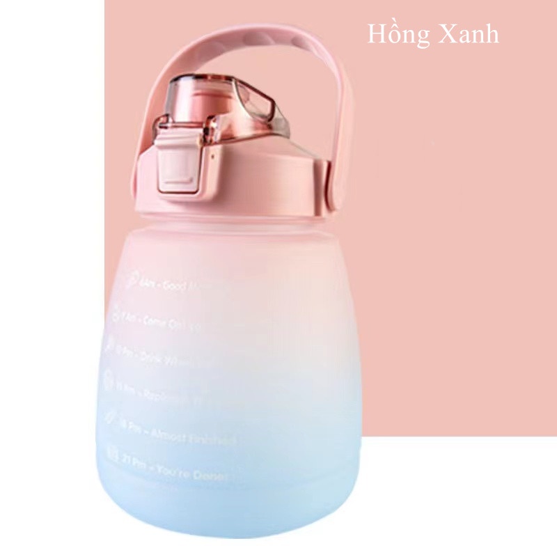 【GIAO NGAY】Bình Nước 1200 ML Thể Thao Nhắc Nhở Uống Nước Mỗi Ngày Tích Hợp Ống Hút Có vạch kẻ chia Bầu Bĩnh Siêu Yêu