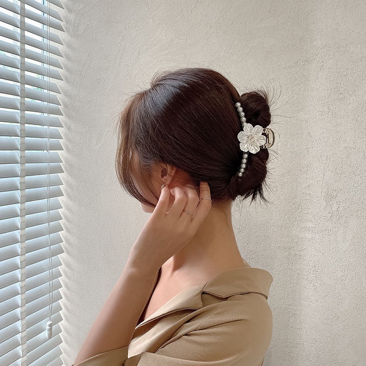 Set 1/2 kẹp tóc bằng hợp kim đính đá và ngọc trai nhân tạo thời trang