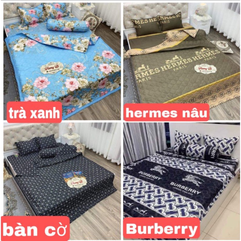 Trọn bộ 5 món chăn ga gối Poly set hè