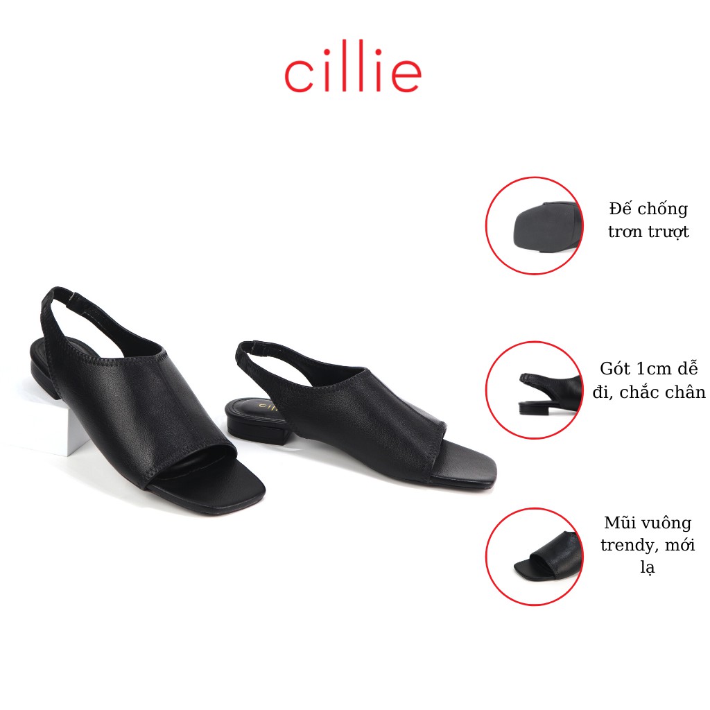 Giày sandal giả boot nữ hở mũi bảng to che chân phong cách Hàn Quốc Cillie 1140