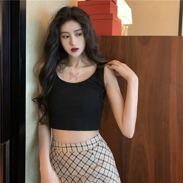 Xiaozhainv Áo hai dây màu trơn phong cách Hàn Quốc thời trang trẻ trung cho nữ