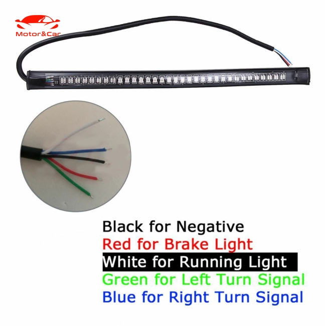 2X Universal Motorcycle flexible 48 LED Light Strip 8'' Steering Signal Tail Light Bar