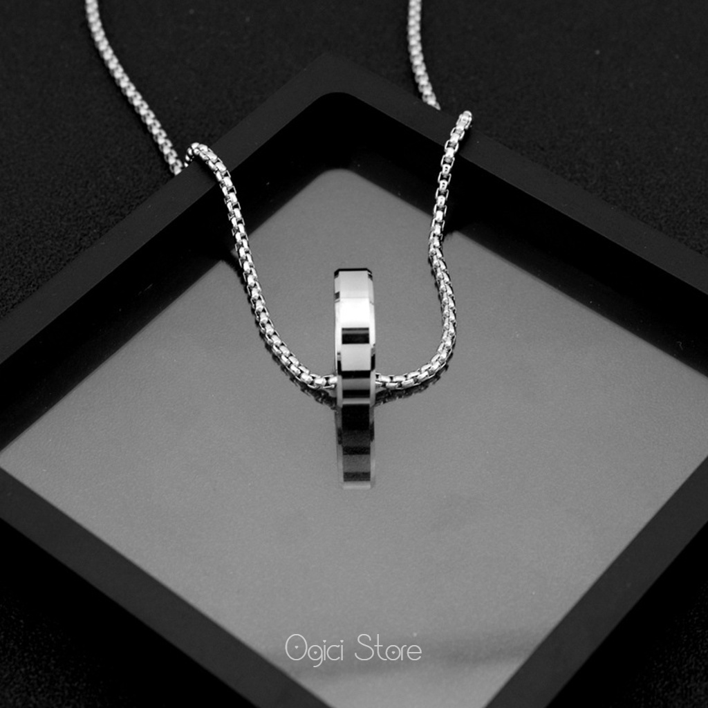Dây chuyền nam nữ titan không gỉ thời trang, Vòng cổ nam mặt nhẫn trơn cá tính phong cách hiphop, Unisex
