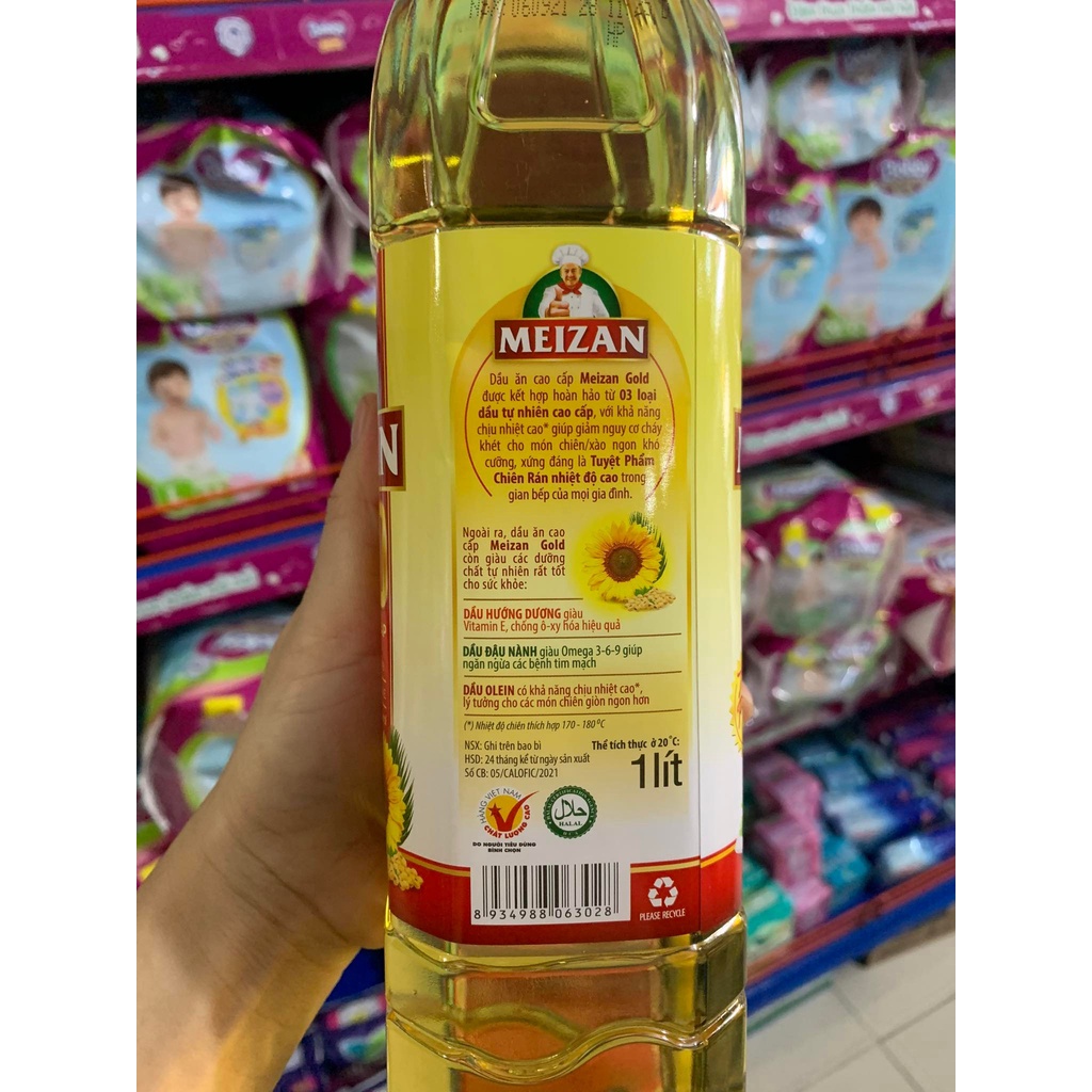 Dầu ăn Mezan Gold chai 1L (mẫu mới)