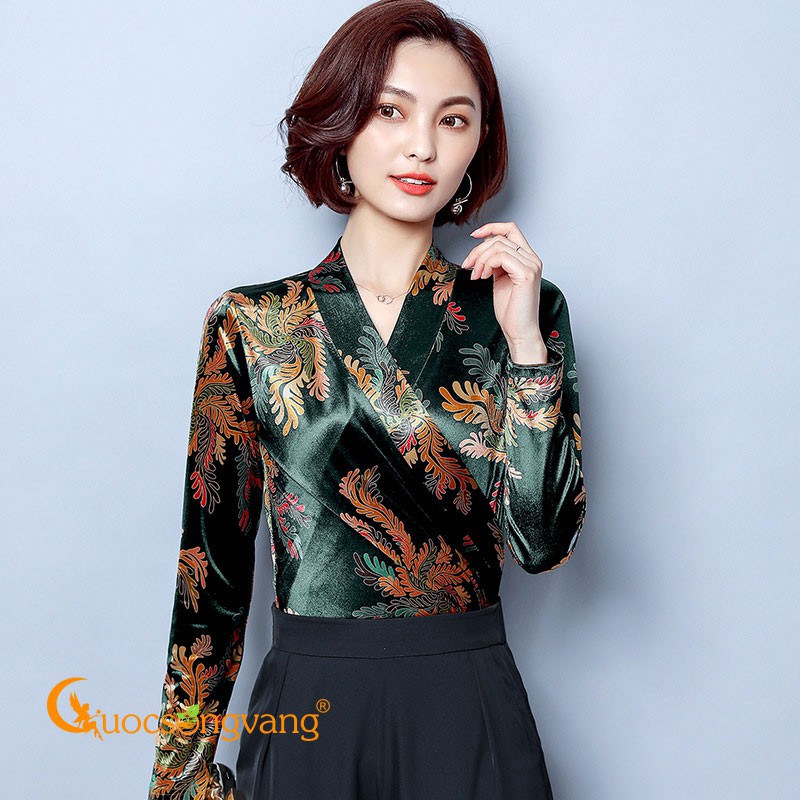 Áo kiểu nhung áo nhung nữ dài tay GLA245 Cuocsongvang