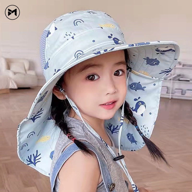 Mũ Rộng Vành Chống Nắng Chống Tia Cực Tím Thời Trang Mùa Hè Cho Bé 3-10 Tuổi