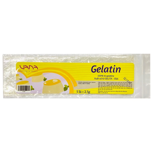 5 lá gelatine 2,5g làm thạch pudding kẹo dẻo (gelatin)