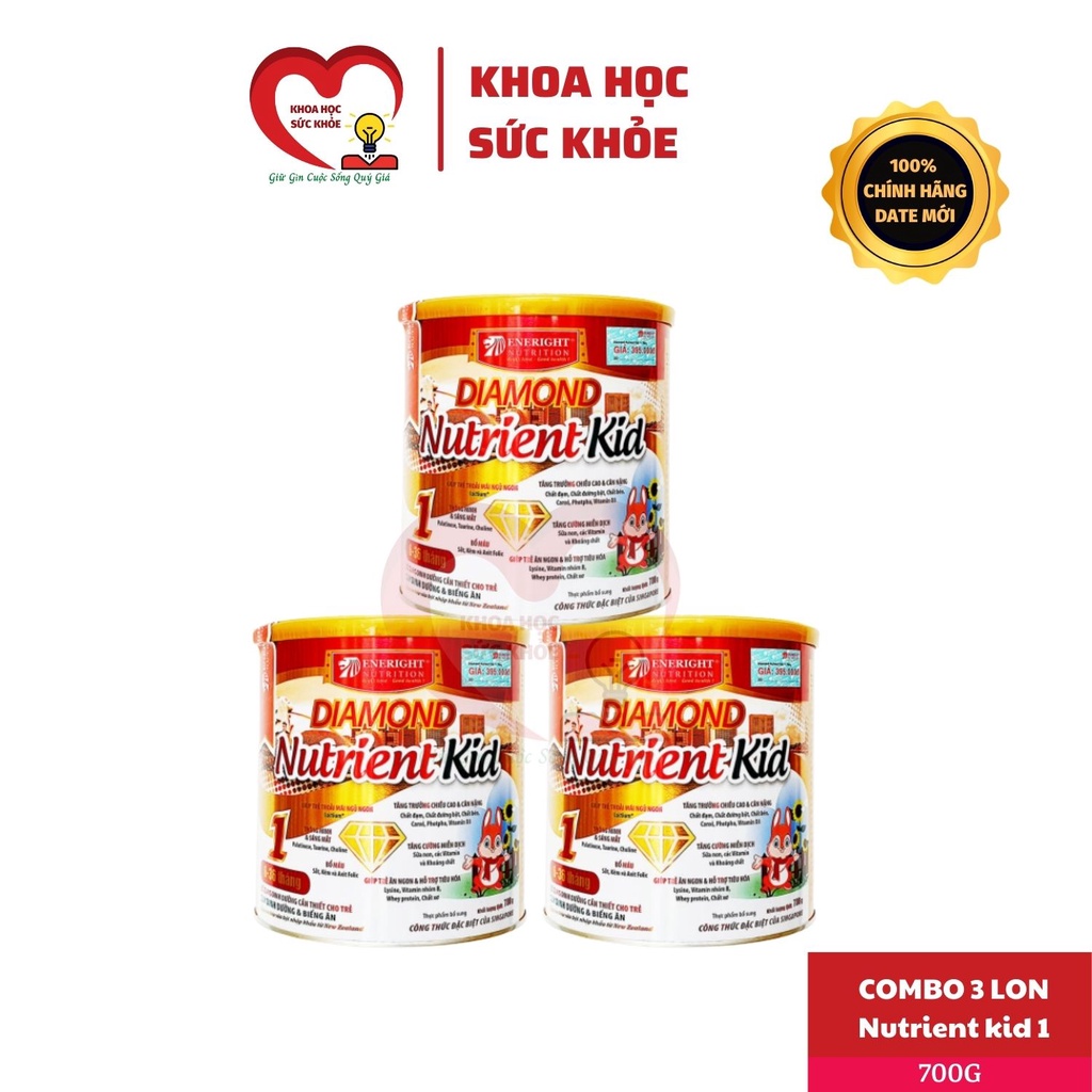 Combo 3 Lon Sữa Diamond Nutrient Kid 1 (700g) - Giúp Phát Triển Chiều Cao Cân Nặng Tăng Cường Miễn Dịch khoahocsuckhoe