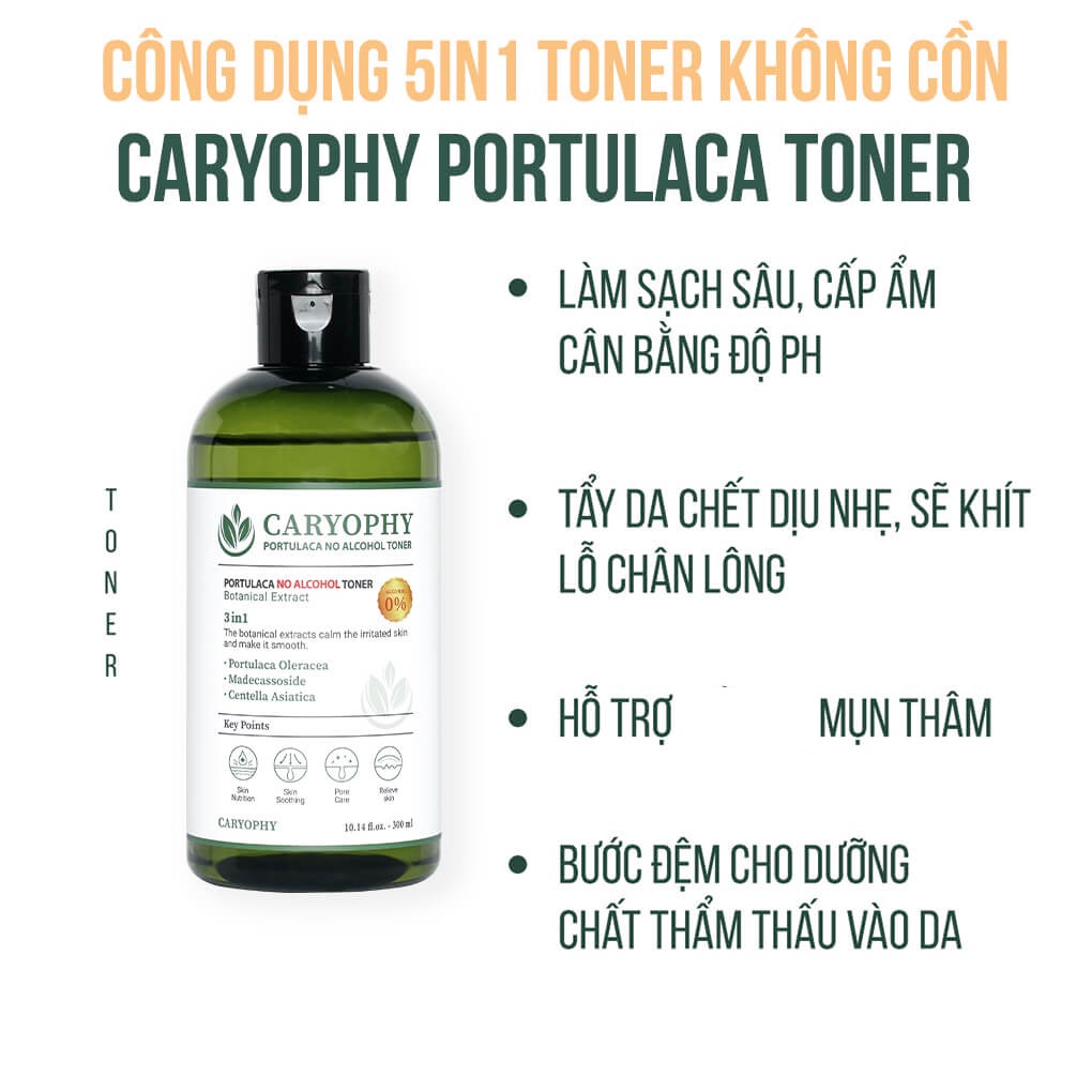 Toner Caryophy 3in1 dành cho da mụn da dầu Caryophy portulaca 50ml/300ml NPP Shoptido