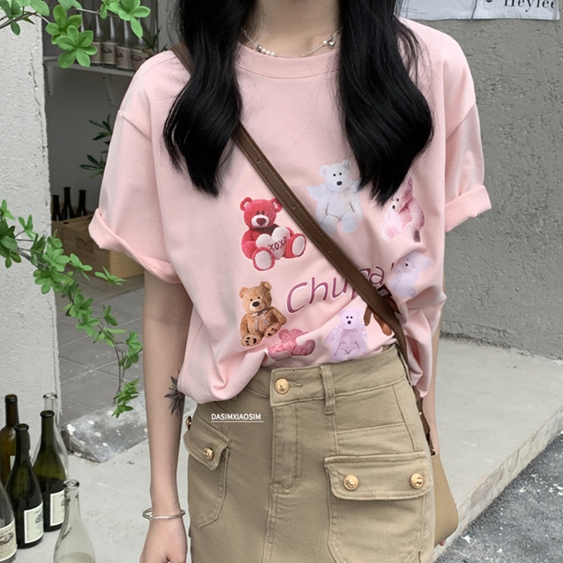 NRVP Áo Thun Cotton Tay Ngắn Cổ Tròn Màu Trơn Thời Trang Dành Cho Nữ