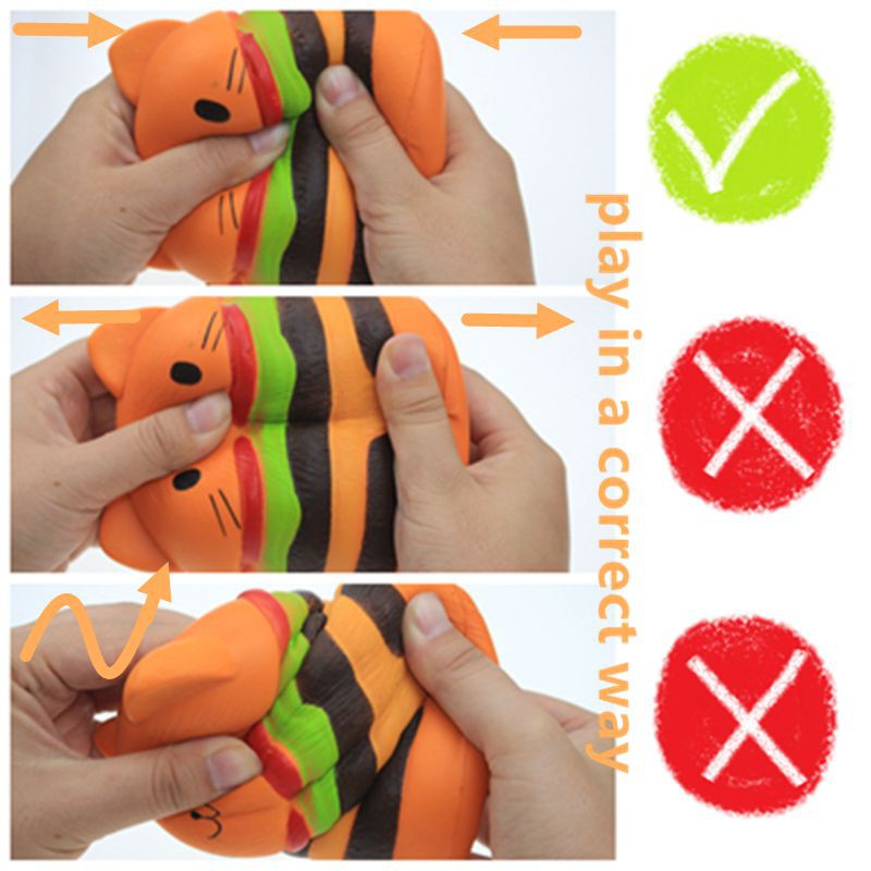 ✨Cat head burger✨ Kawaii bread pendant Squishy Slow Rising Simulation Slow Rebound squeeze Stress Reliever Toys