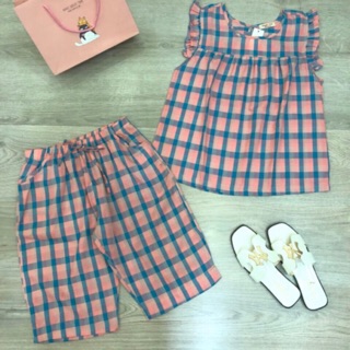 Bộ lửng sác nách caro kate thái mềm đẹp