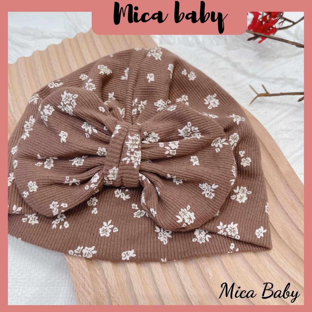 Mũ nón turban hoa nâu đáng yêu cho bé 6-10kg Mica baby MTB73
