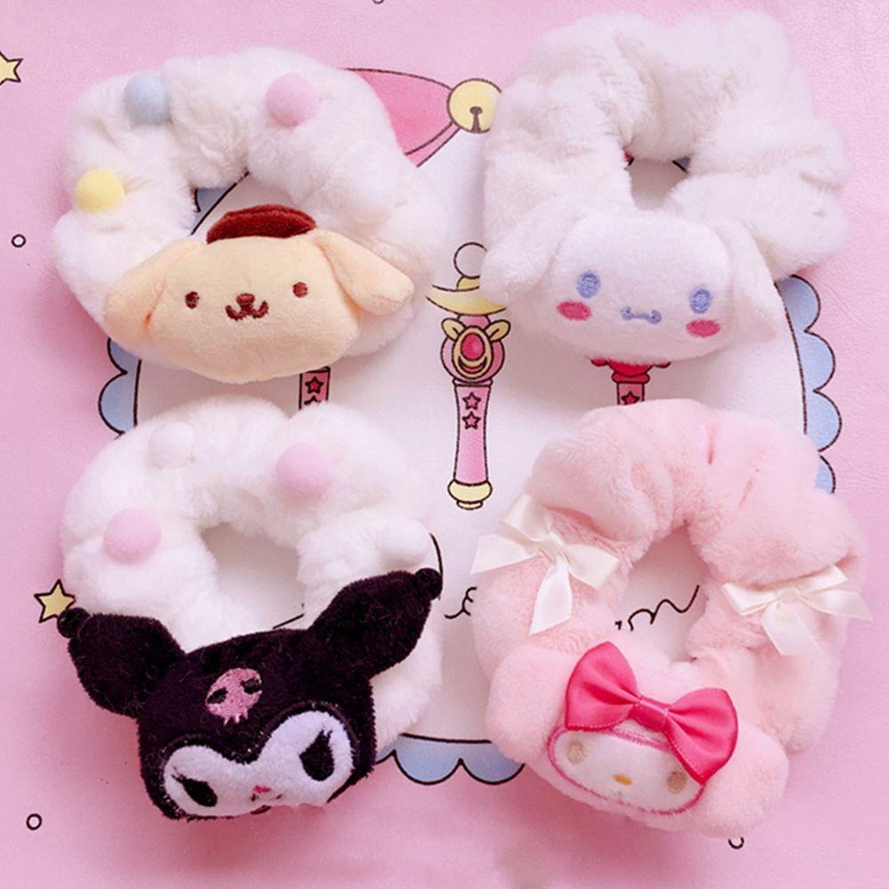 Dây Cột Tóc Scrunchies Bằng Vải Bông Họa Tiết Hoạt Hình Cinnamoroll Cho Nữ