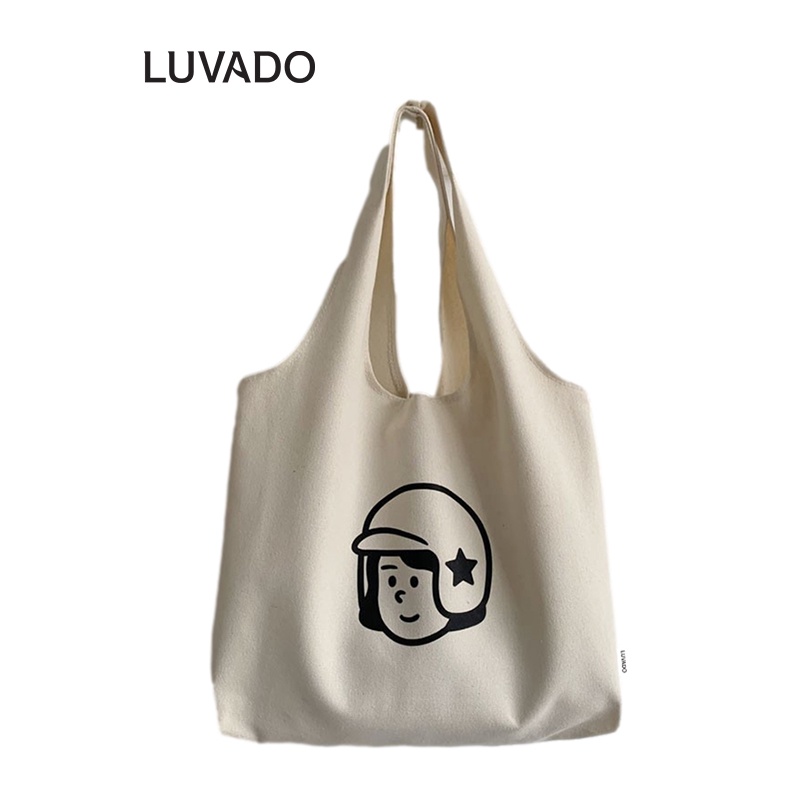 Túi tote canvas đeo chéo giá rẻ trơn vải mềm đi học LUVADO TX788