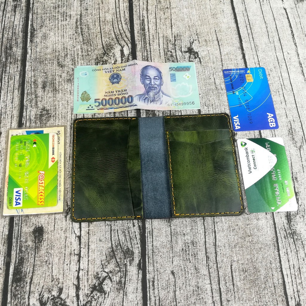 Ví nam da bò, Ví mini đựng thẻ ATM, giấy tờ, namecard da bò handmade