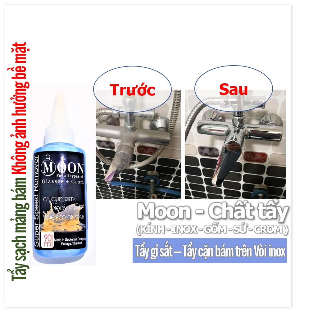 Moon 90ml- Thailand chất tẩy đa năng có khả năng tẩy vết gỉ trên vòi inox trên kính - sành sứ thủy tinh