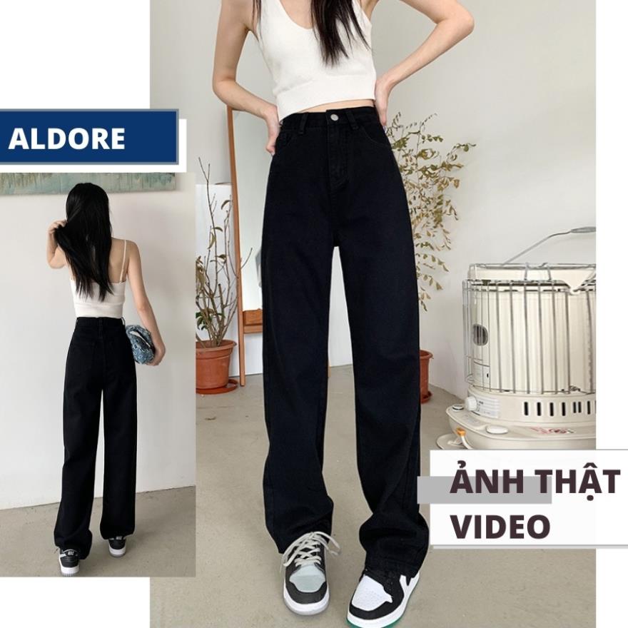 Quần Jean Nữ Ống Suông Rộng Uzzang Lưng Cao Hach dáng Chất Bò Dày Dặn | BigBuy360 - bigbuy360.vn