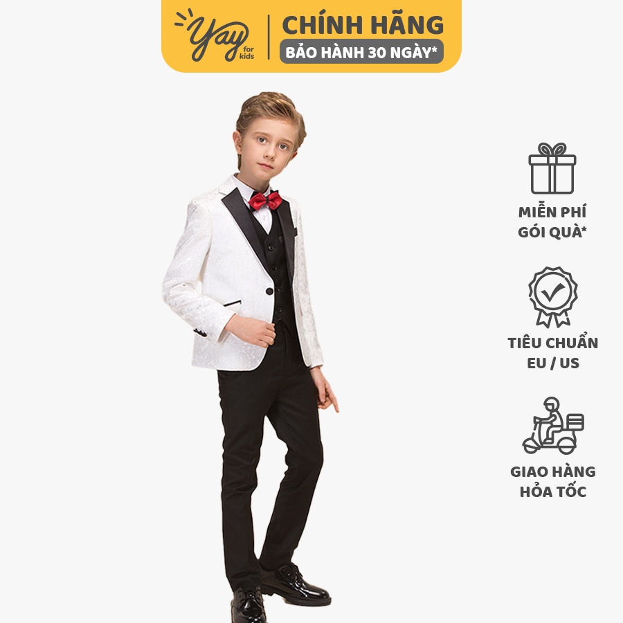 Bộ Suit Trắng Đen Cho Bé Trai - Yay